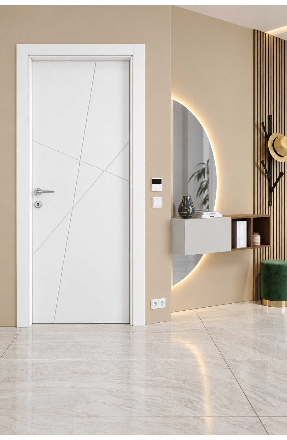 Porta MOD. 7505 Laccato Bianco incisa- ambiente