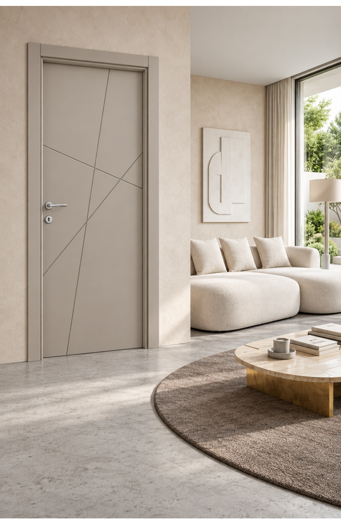 Porta Mod. 7605 Laccato Grigio Tortora incisa-ambiente